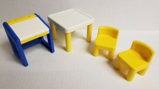 Little Tikes Dollhouse Furniture Desk,  Two Chairs,  And Table