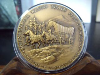 Bicentennial Wagon Train Pilgrimage 1975 - 1976 Bronze High Relief Medal