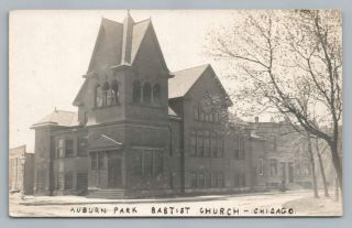 Auburn Park Baptist Church Chicago Antique Rppc Photo Postcard Udb 1908
