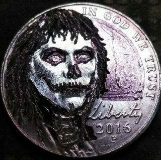 Jefferson Hobo Nickel Hand Carved Coin Jefferson As Zombie By J&m Tarantula