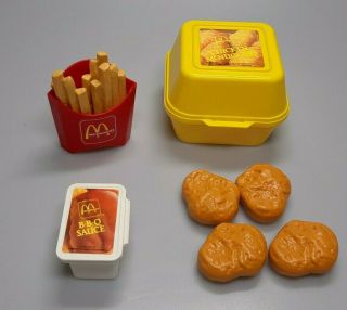 Vtg 1988 Fisher Price Mcdonalds Play Food Chicken Nuggets Fries Mcnuggets Sauce
