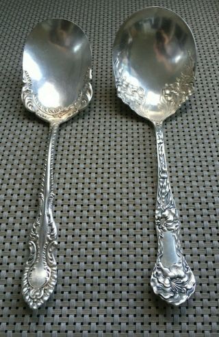Extra Large Ornate Silver Plate Serving Spoons (2)