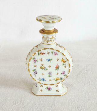 Good Sized Antique French Hand Painted Porcelain Lady’s Perfume Bottle
