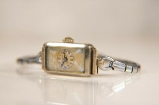 Tavannes Antique Women ' s Watch,  14K Gold Filled,  Art Deco Etched Case,  Running 2