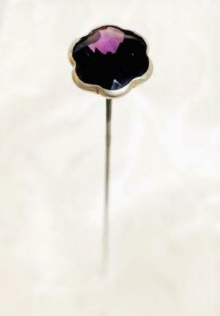 Antique Charles Horner Sterling Silver Amethyst Glass Jewelled Hat Pin 1908