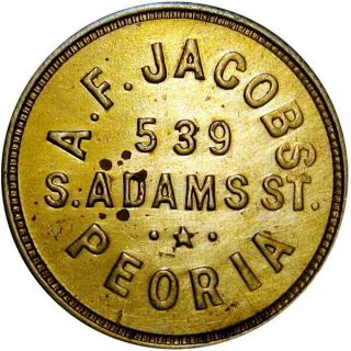 1906 Peoria Illinois Good For Token A F Jacobs Unlisted Merchant