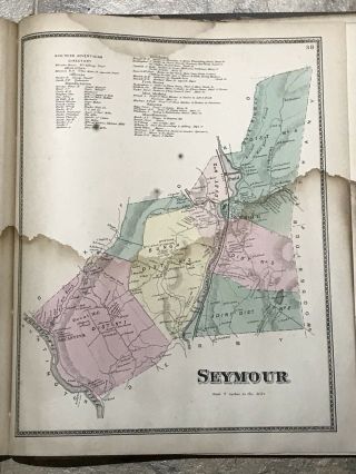 Seymour Connecticut Antique Map Beers 1868 13”x16”