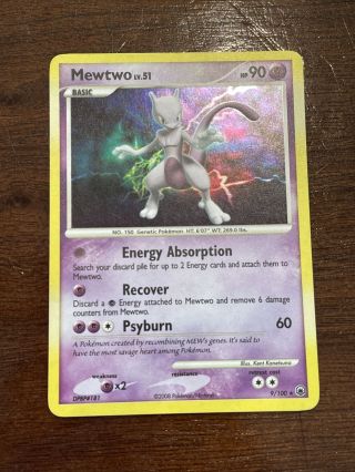 Pokemon Card Mewtwo - Majestic Dawn 9/100 - Holo Rare Near Non Psa