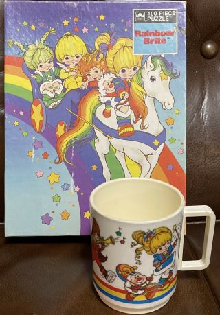 Vintage Rainbow Brite Puzzle & Mug 1983 Golden Hmk Complete