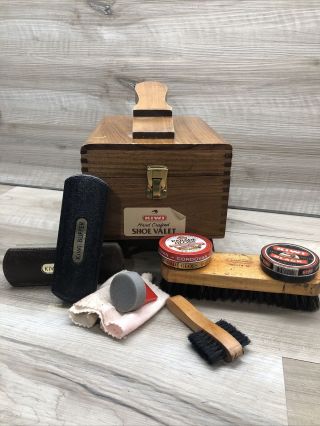 Vintage Kiwi Hand Crafted Shoe Valet Shoe Shine Dovetail Wooden Box Gift For Men