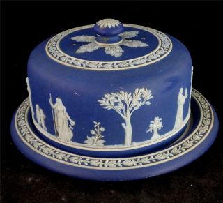Antique Wedgwood Jasperware Cheese Dome & Cover Dark Blue Dip