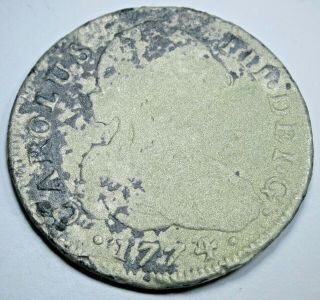 1774 Shipwreck Spanish Silver 4 Reales Antique 1700s Old Pirate Coin