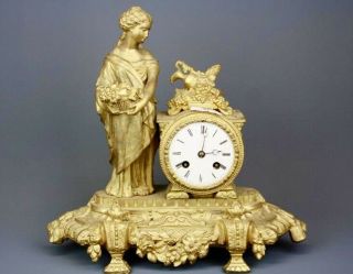 19th Century French Gilt Spelter Mantel Clock