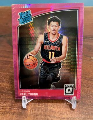 2018 - 19 Panini Optic Trae Young Pink Hyper Prizm Rated Rookie 198 Rc Hawks