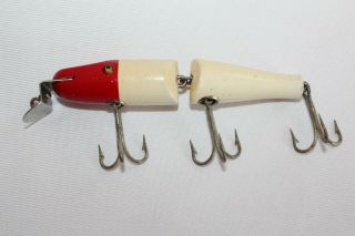 Vintage Fishing Lure Creek Chub Jointed Pikie Minnow Red & White - 5 Inch