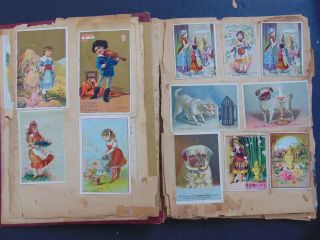 Two Antique Victorian Scrapbooks - Trade Cards - Lithographs - Cut Outs