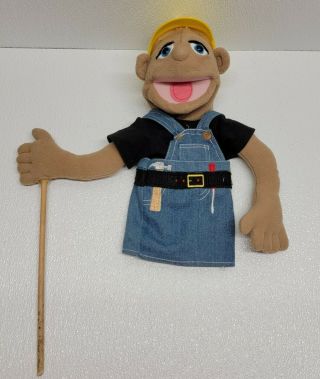 Melissa & Doug Construction Worker Man Puppet 2555 With Wooden Stick.