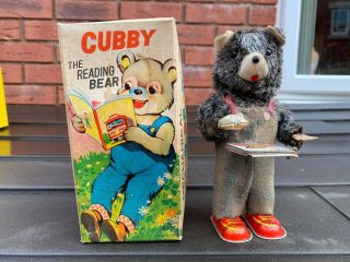 Alps Japan Cubby The Mechanical Reading Bear In Its Box -