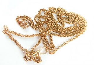 Antique Victorian Rolled Gold Muff Or Guard Chain Faceted Belcher Links