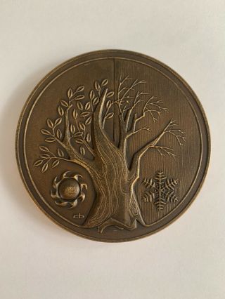 1973 Franklin Annual Calendar Art Medal Bronze 3 " Diameter
