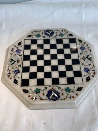 18 " Marble Chess Table Top Inlay Multi Color Work Pietra Dura Art Home Furniture