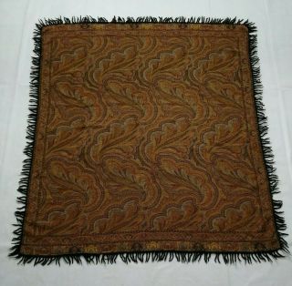 Antique French Paisley Kashmir Shawl Woolen Multi Color 147x132cm
