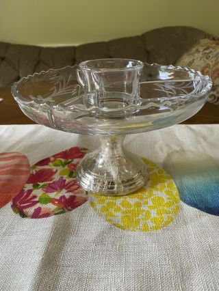 Vintage Glass And Sterling Silver Candy Dish