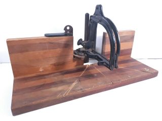 Millers Falls Miter Box,  Vintage Antique With Wood & Cast Iron Guide.