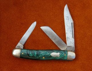 Vintage Antique Folding Pocket Knife Schrade Ny Stockman Malachite 1904 - 1947 Wow