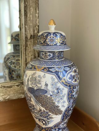 Huge Chinese Blue And White Porcelain Ginger Jar Floral Peacock H 50cm
