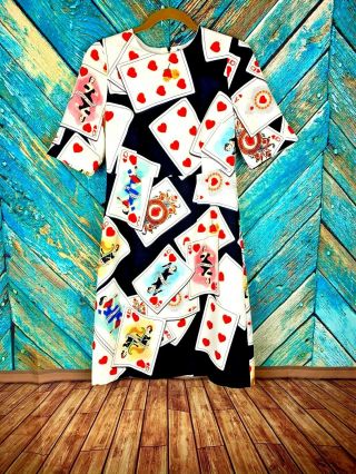 Stylewe Playing Cards Poker Novelty Print Vintage Inspired Shortleeve Dress Sz 4