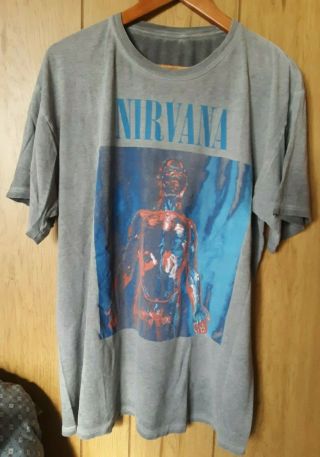 Vintage Nirvana Sliver T - Shirt 90s Rare Distressed Faded - Sz L/xl
