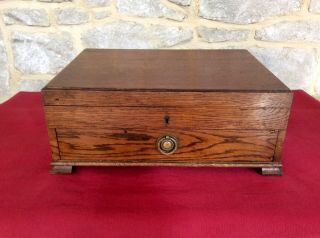 Antique Cutlery Oak Canteen Box,  Drawer,  Collectors Cabinet Display Case,  Old,  Large