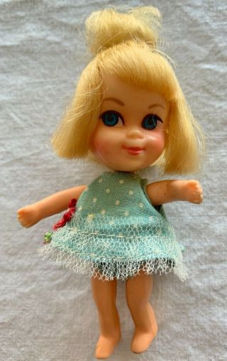 Vtg Greta Griddle Little Kiddle Doll Blonde Blue Dress Panties Only Made 1966