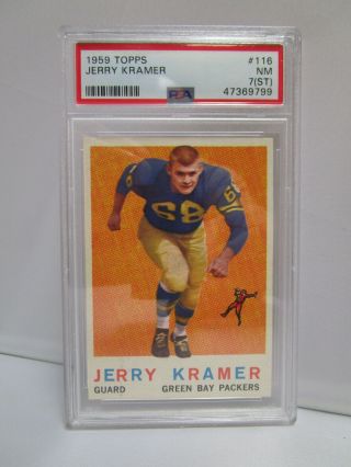 Jerry Kramer 1959 Topps Football Rookie Card 116 Graded Psa 7 (st) Nm