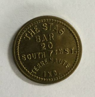 The Stag Bar,  Terre Haute,  Indiana,  5 Cent Brass Token