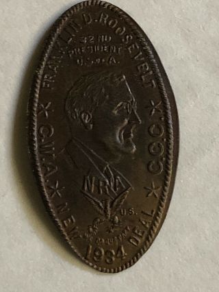 Vintage Fdr Nra 1934 Deal Pressed Penny Souvenir Token