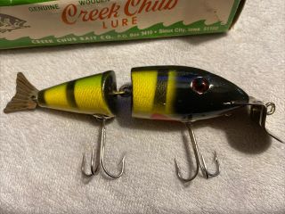 Vintage Creek Chub Wiggle Fish Lure 2401,  Perch Scale,  Correct Box,  Un - Fished