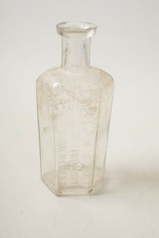 Ac Tufts Sacramento Antique Clear Glass Pharmacy Bottle (r4r - 1) Apothecary Dinged