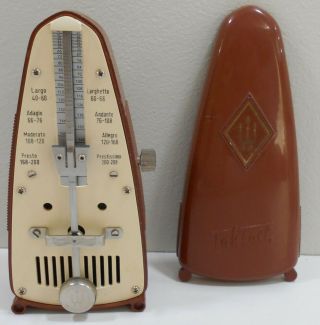 Vintage Wittner Taktell Piccolo Metronome Red/brown Plastic Made Germany