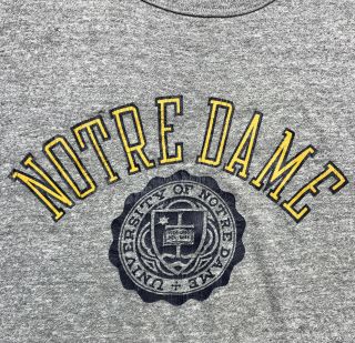 Vintage 80’s University Of Notre Dame T Shirt Champion Men’s Size L Gray 3