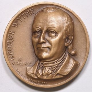 George Wythe Declaration Signers Bronze Art Medal And Papers 671i