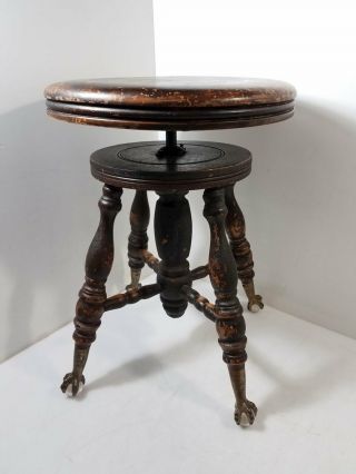 Antique Chas Parker Meriden Claw Foot Piano Stool