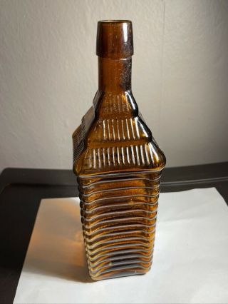 Antique ST Drake 6 Log Plantation X Bitters 1860 DARK Amber Glass Bottle Cabin 5 2