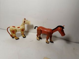 Vintage Fisher Price Little People Farm Animals - Brown Horse And White Cow