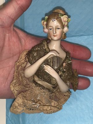 Antique German,  (goebel Marked) Pincushion Half,  Lady Doll.