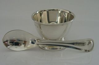 Boxed English Solid Sterling Silver Egg Cup And Spoon 2003 Christening