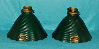 Vintage Antique Green X Ray Mercury Glass Lampshade Pair
