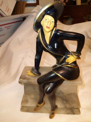 Antique Art Deco Jb Hirsch Sophisticated Lady Woman Statue Sculpture Bookend
