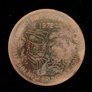 1972 Saint John Nb Brunswick Loyalist Days Medal Token Coin Canada
